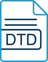 DTD File Format Line Blue Two Color Icon vector