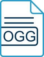 ogg archivo formato línea azul dos color icono vector