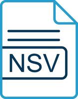 NS V archivo formato línea azul dos color icono vector