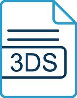 3DS File Format Line Blue Two Color Icon vector