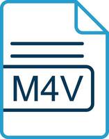 m4v archivo formato línea azul dos color icono vector