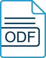 odf archivo formato línea azul dos color icono vector