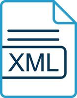 xml archivo formato línea azul dos color icono vector