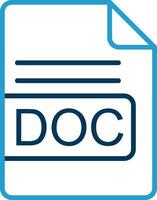 Doc archivo formato línea azul dos color icono vector