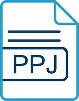 ppj archivo formato línea azul dos color icono vector