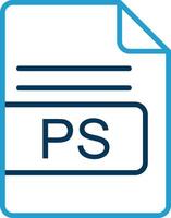 PD archivo formato línea azul dos color icono vector