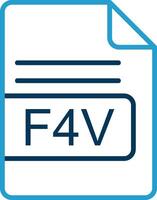 f4v archivo formato línea azul dos color icono vector