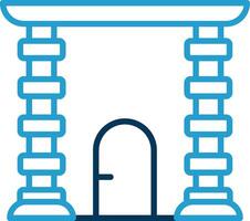 arco línea azul dos color icono vector