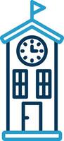 Clock Tower Line Blue Two Color Icon vector