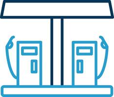 Gas Station Line Blue Two Color Icon vector