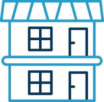 Two Storey Line Blue Two Color Icon vector