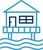 Beach Hut Line Blue Two Color Icon vector