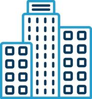 Building Line Blue Two Color Icon vector