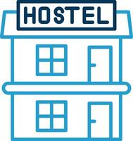 Hostal línea azul dos color icono vector