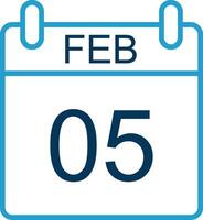 February Line Blue Two Color Icon vector