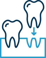 implantes línea azul dos color icono vector