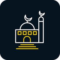 Mosque Line Yellow White Icon vector