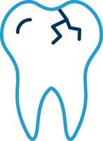 Broken Tooth Line Blue Two Color Icon vector