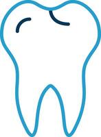 Tooth Line Blue Two Color Icon vector