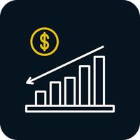 Burndown Line Yellow White Icon vector