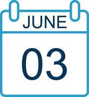 June Line Blue Two Color Icon vector