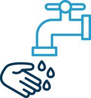 Washing Hands Line Blue Two Color Icon vector