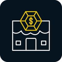 Pawn Shop Line Yellow White Icon vector