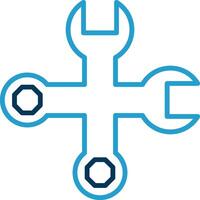 Spanner Line Blue Two Color Icon vector