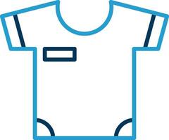 camisa línea azul dos color icono vector