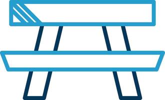 picnic mesa línea azul dos color icono vector