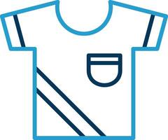 camisa línea azul dos color icono vector