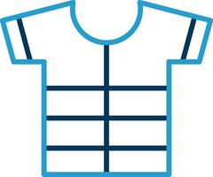 camisa línea azul dos color icono vector