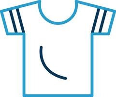 camisa línea azul dos color icono vector