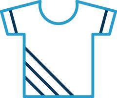 camisa línea azul dos color icono vector