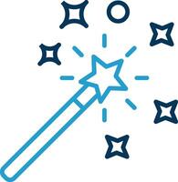 Magic Wand Line Blue Two Color Icon vector