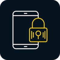 Mobile Security Line Yellow White Icon vector