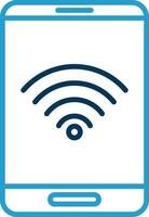 Wifi línea azul dos color icono vector