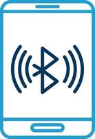 Bluetooth línea azul dos color icono vector