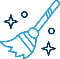 Flying Broom Line Blue Two Color Icon vector