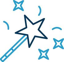 Magic Wand Line Blue Two Color Icon vector