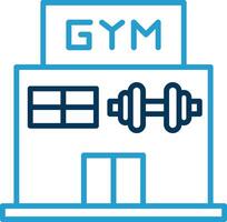 gimnasio línea azul dos color icono vector