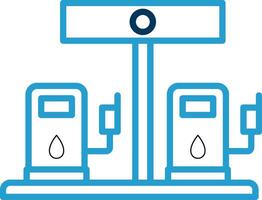 Petrol Station Line Blue Two Color Icon vector