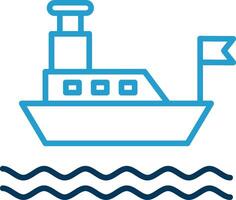 Ferry Line Blue Two Color Icon vector