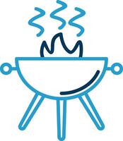 Grill Line Blue Two Color Icon vector