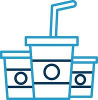Plastic Cup Line Blue Two Color Icon vector