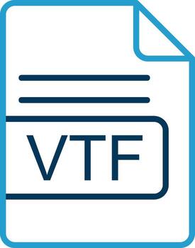 VTF archivo formato línea azul dos color icono vector