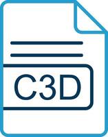 c3d archivo formato línea azul dos color icono vector