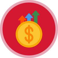 Earning Growth Flat Multi Circle Icon vector