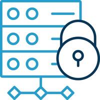 Server Secure Line Blue Two Color Icon vector