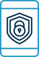 Security mobile Lock Line Blue Two Color Icon vector